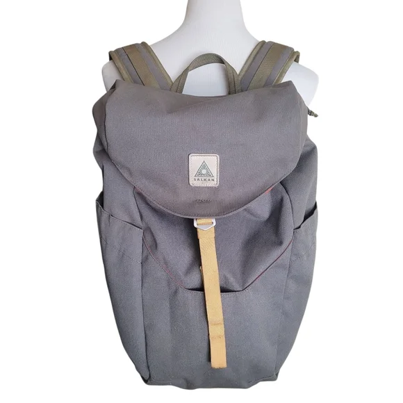 Salkan 2.0L Daypack Backpack Forest Green & Orange Hiking Outdoors - Picture 2 of 10